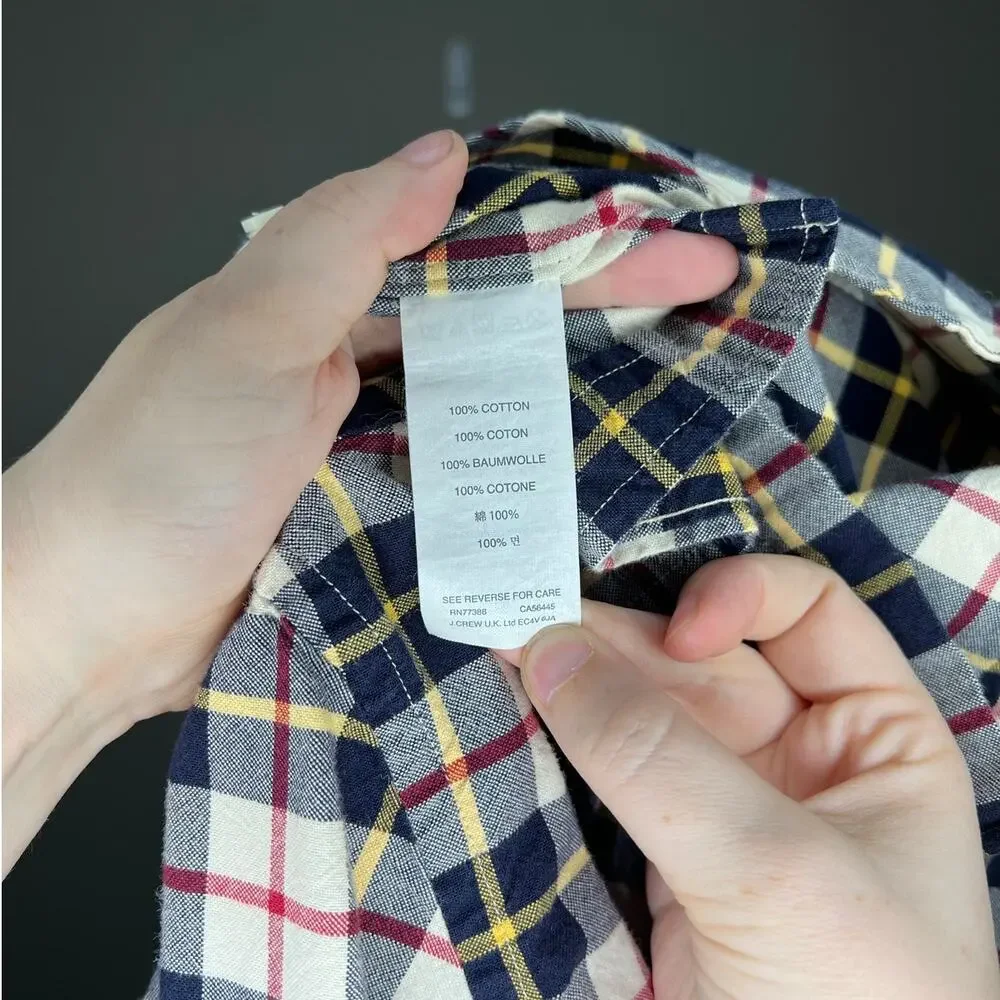 J.Crew Men's Medium Oxford Plaid Long Sleeve Button-Up Shirt